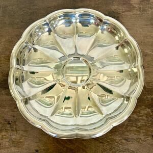 Vintage Silver Plated Scalloped Footed Bowl | Decorative Centerpiece Fruit Bowl